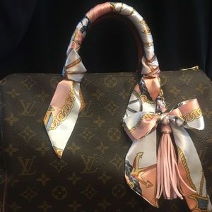 Purse scarf braided tassel charm +2 handle covers